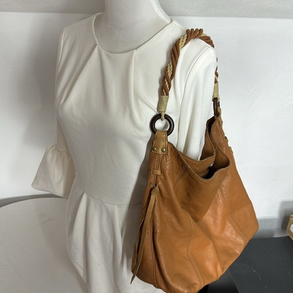 Banana Republic Carmel Color Boho Chic Tote Bag Braided Handle BRN5250C - Picture 11 of 13